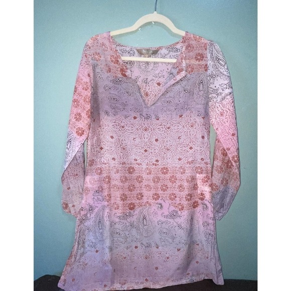 Beach by Flora Bella Silk Cotton Blend Blouse Beach Cover Up Top Size Small - Picture 7 of 7